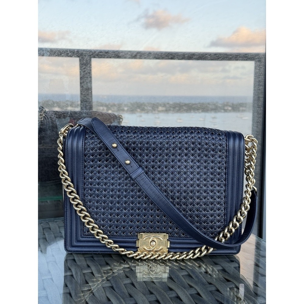 Chanel Boy Flap Bag Braided Sheepskin XL Woven